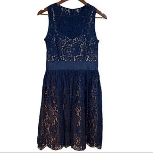 Navy Lace Eliza J Dress. Fully Lined. Size 6. Great Condition!